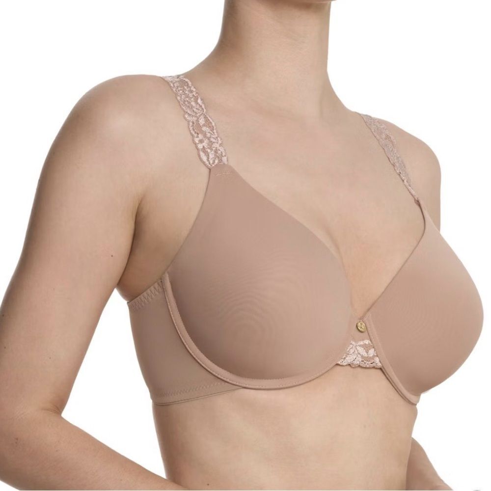 NATORI bra 40DD Beige Pure Luxe Floral Lace Straps Back Closure Like New